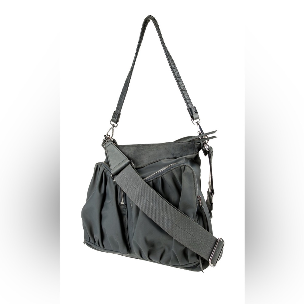 Mz Wallace Thompson Stylish Grey Shoulder Bag suede and nylon
